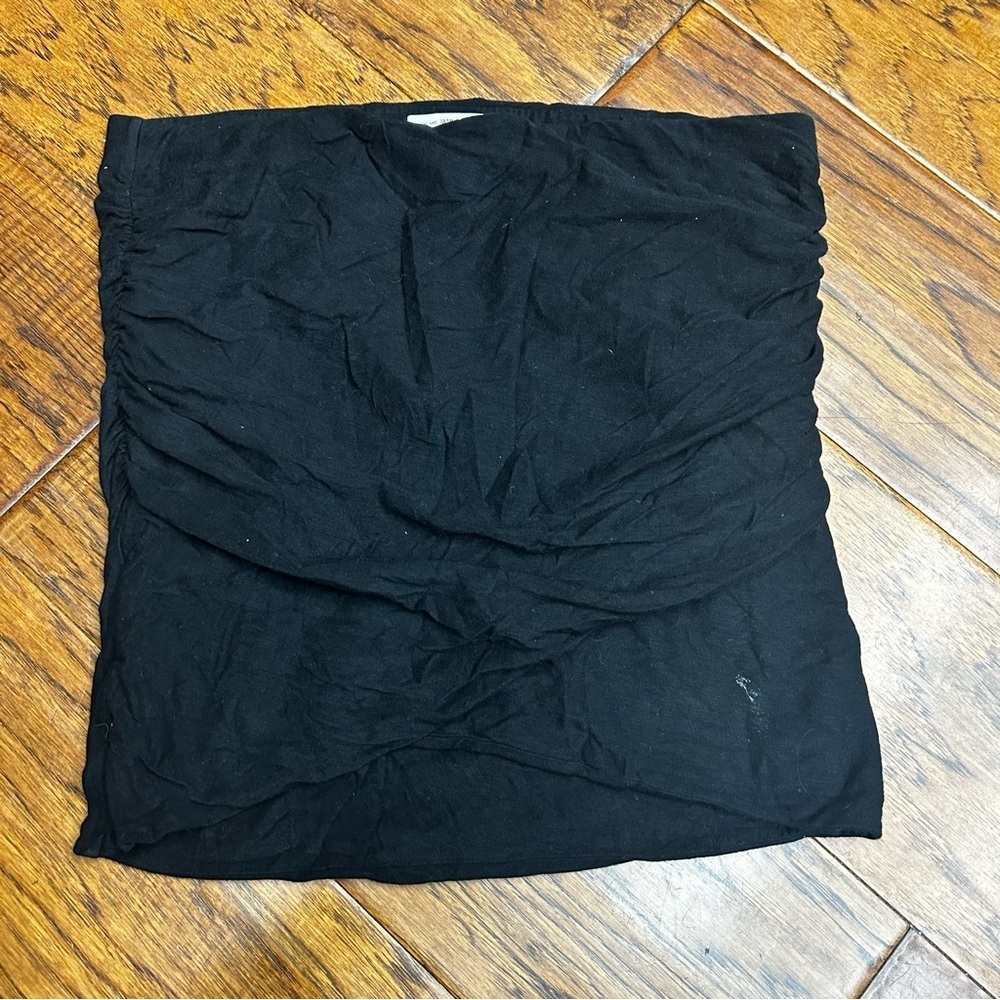 James Perse Black Ruched Mini Skirt